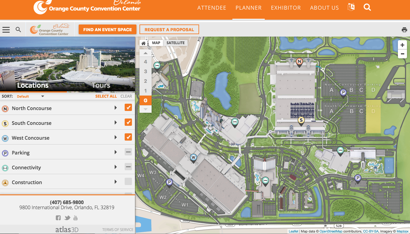 orlando convention center map Orange County Convention Center First To Offer Interactive Online orlando convention center map