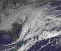 National Oceanic and Atmospheric Administration image of storm bearing down on Northeast.