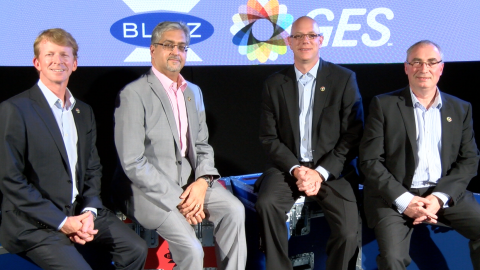 Left to right: Jason Popp, GES Executive Vice President of International Business, Ashok Makanji Blitz|GES Chief Financial Officer, Steve Moster, President of GES, and Paul Hutton Blitz|GES Managing Director.